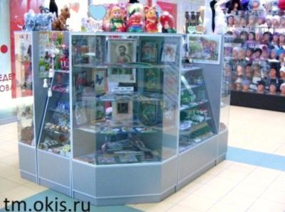 Островные витрины из ДСП цвет серый